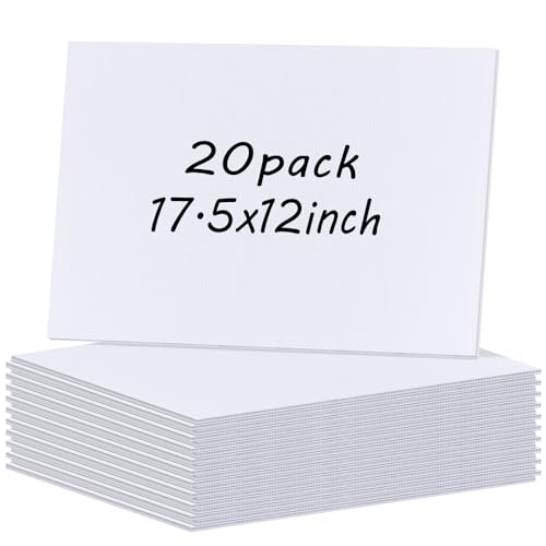 20 Pcs Poster Board Corrugated Plastic Sheets for Projects Art Crafts Blank Yard Signs Coroplast Sign Blank Board, IKAYAS 17.5 x 12 Inches White Blank Yard Signs Outdoor Corrugated Plastic Signs