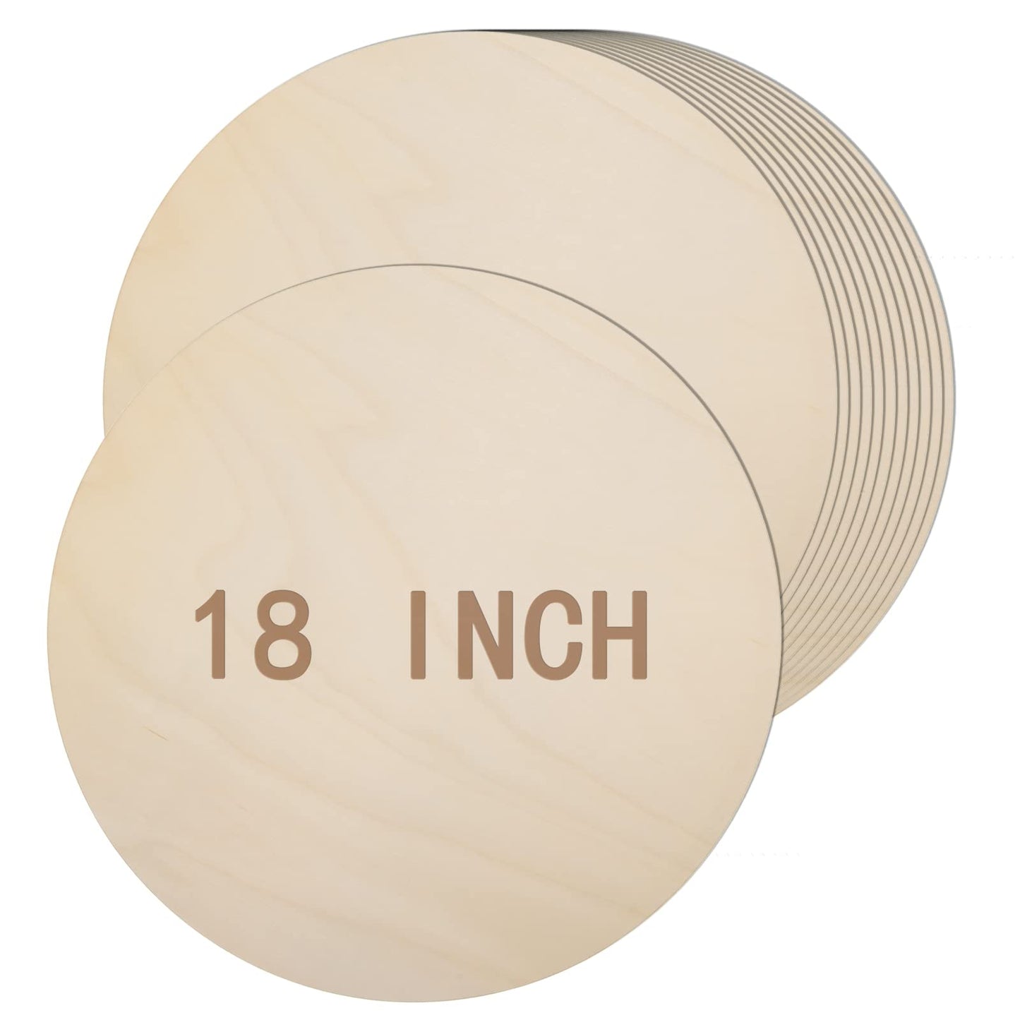 18 Pack 18 Inch Round Wood Circles for Crafts Blank Round Wood Cutouts Unfinished Round Wood Discs Large Unfinished Wood Circles for Door Hanger Design Wood Burning