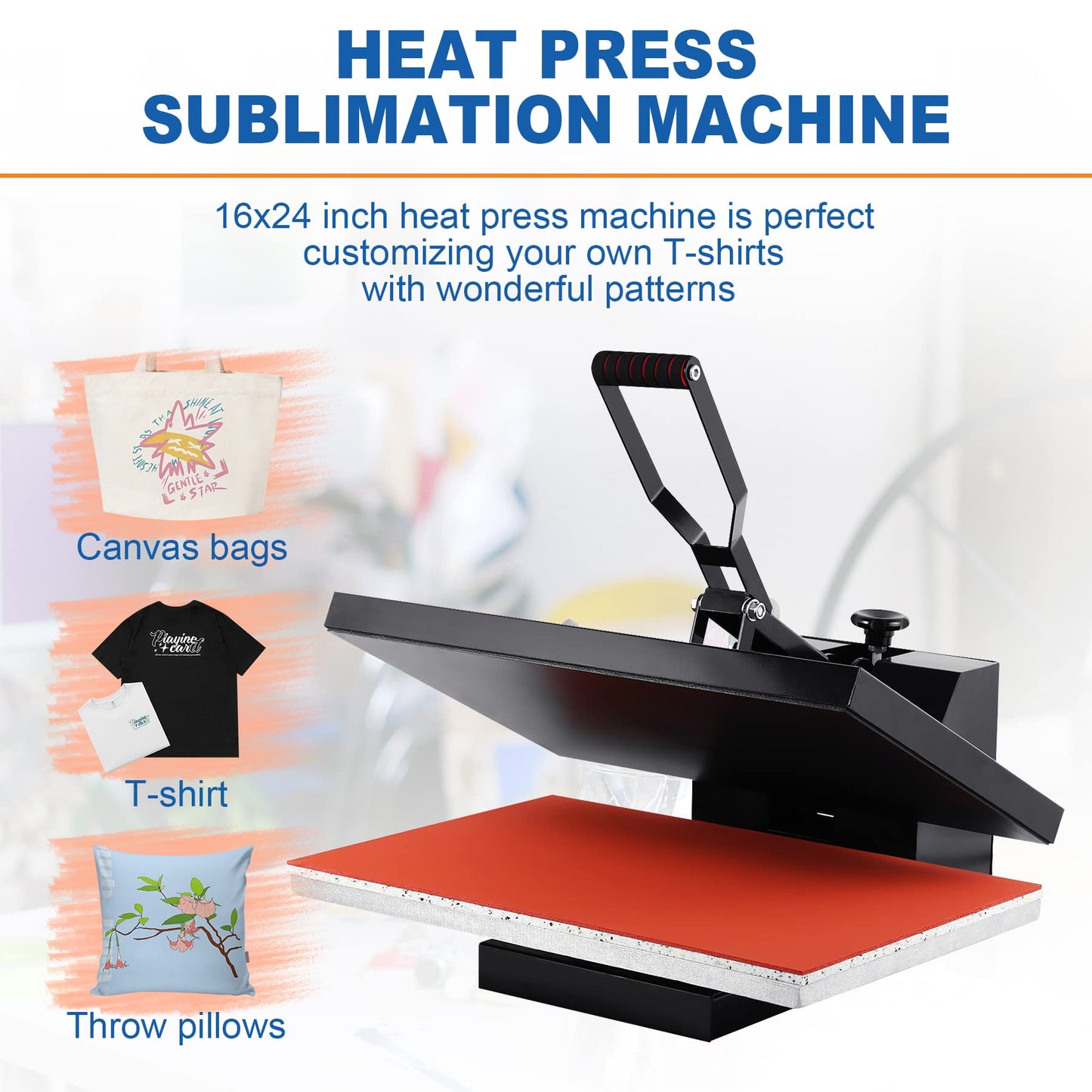Iglobalbuy 16x24 Heat Press Machine for T Shirts, 1800W Large Professional High Pressure Clamshell Heat Press Machine, Digital Control Heat Transfer Sublimation Machine
