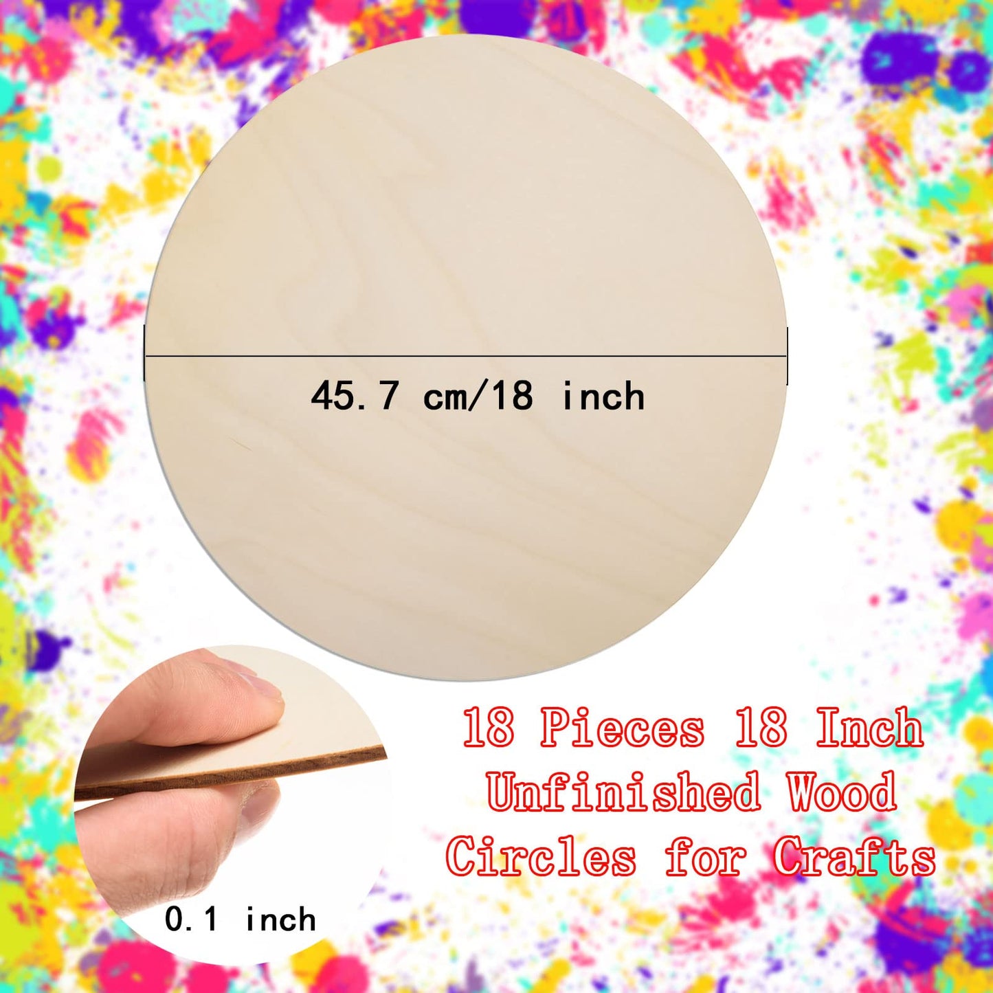 18 Pack 18 Inch Round Wood Circles for Crafts Blank Round Wood Cutouts Unfinished Round Wood Discs Large Unfinished Wood Circles for Door Hanger Design Wood Burning