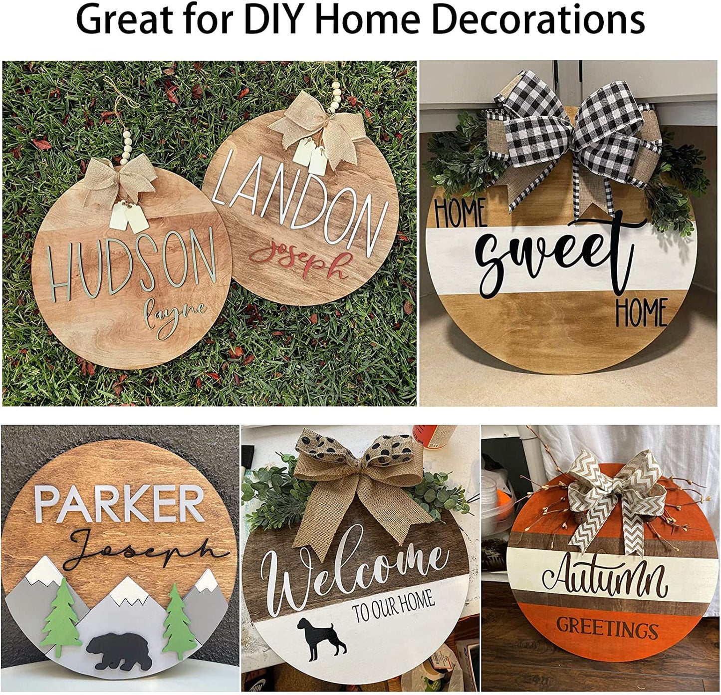 18 Pack 18 Inch Round Wood Circles for Crafts Blank Round Wood Cutouts Unfinished Round Wood Discs Large Unfinished Wood Circles for Door Hanger Design Wood Burning