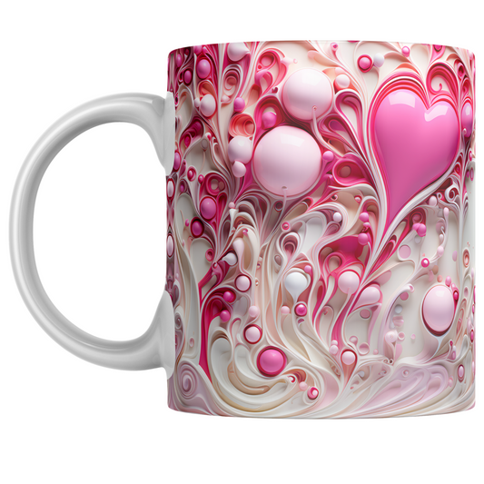 3D Pink Hearts Mug
