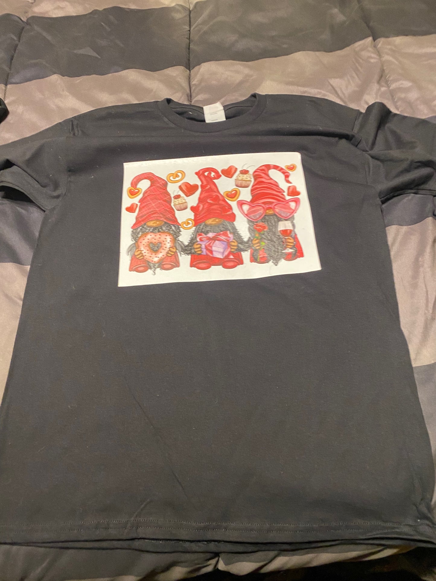 Black Valentine's Gnomes Ladies T-Shirt