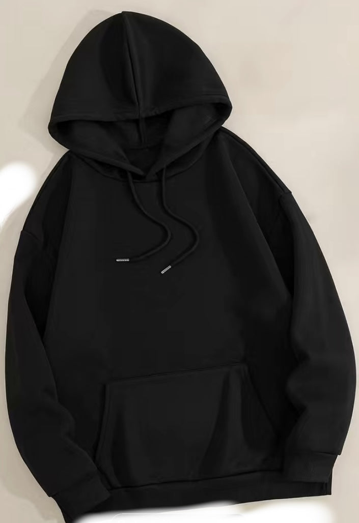 Polyester Black Hoodies W/Front Pocket