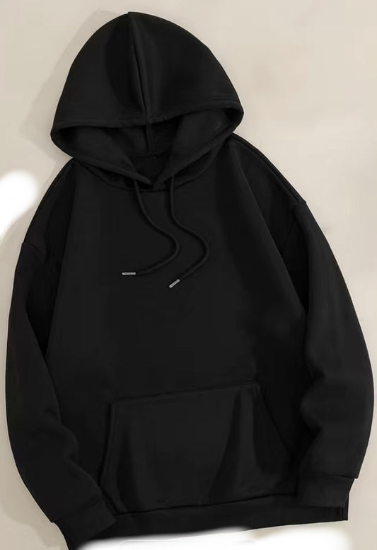 Polyester Black Hoodies W/Front Pocket