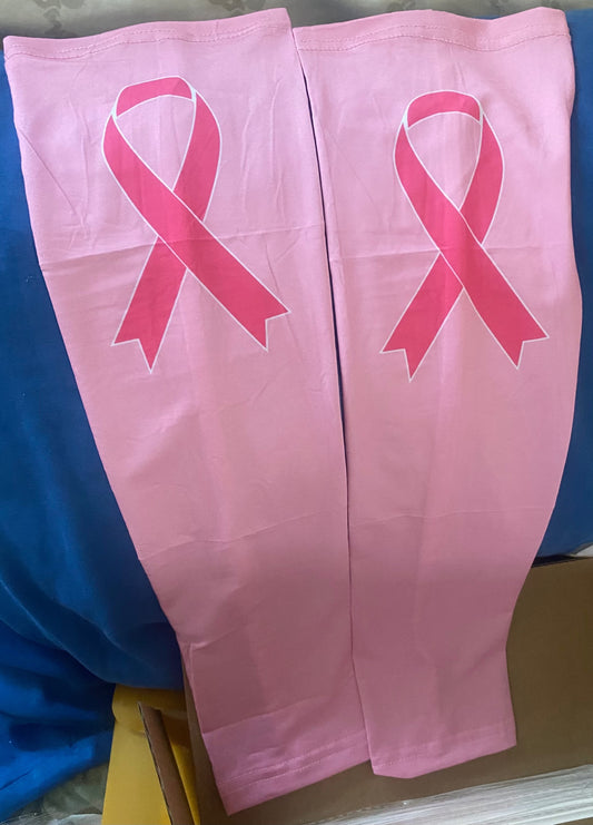 Pair Pink Sleeves with Cancer Ribbon