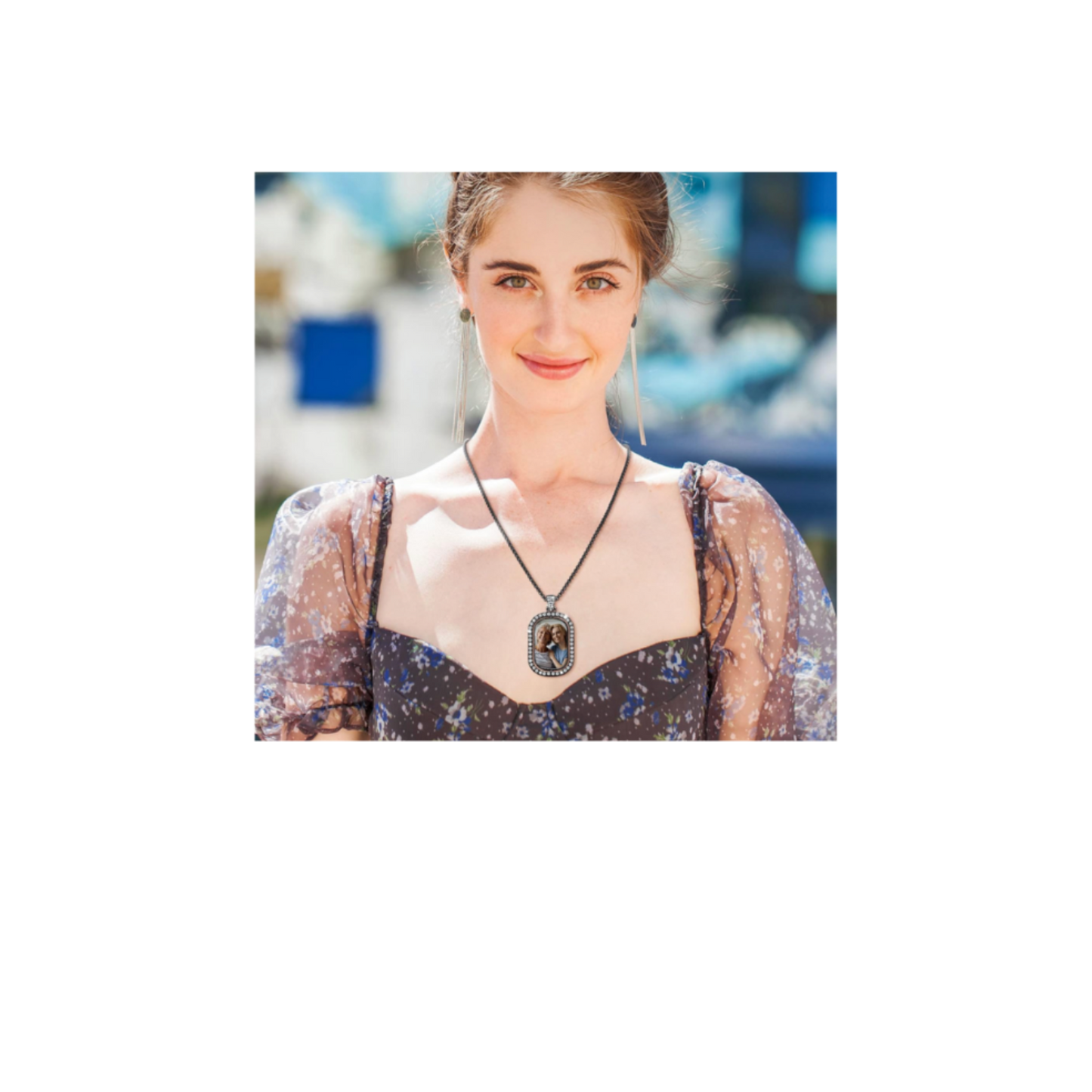 Rectangled Shaped Necklace w/Charm