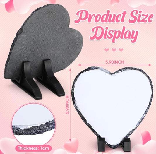Sublimated Heart Shaped Slate Rock Stone Picture Frame