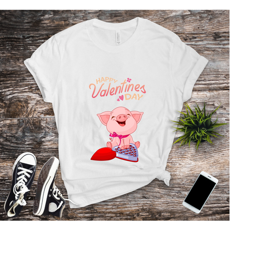 Valentine's Day Pig with Candy Ladies T-Shirt