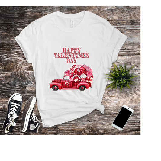 Valentine's Day Gnomes Driving Truck Ladies T-Shirt