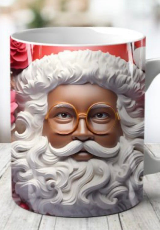 Black Santa Christmas Ceramic Mug