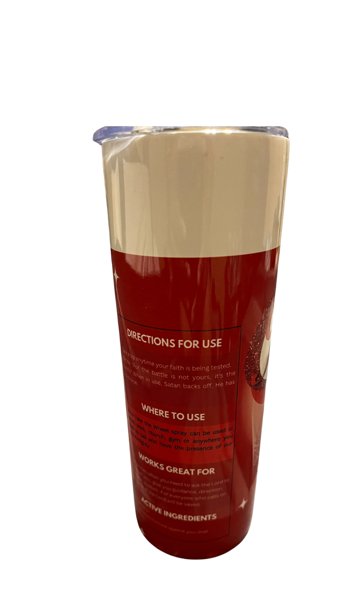 JESUS TAKE THE WHEEL RED GLITTER SKINNY TUMBLER 20 OZ