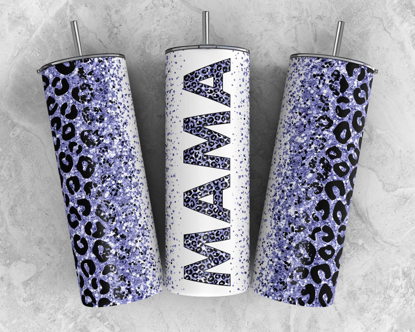 Glitter Cheetah Mama 20oz Skinny Tumbler