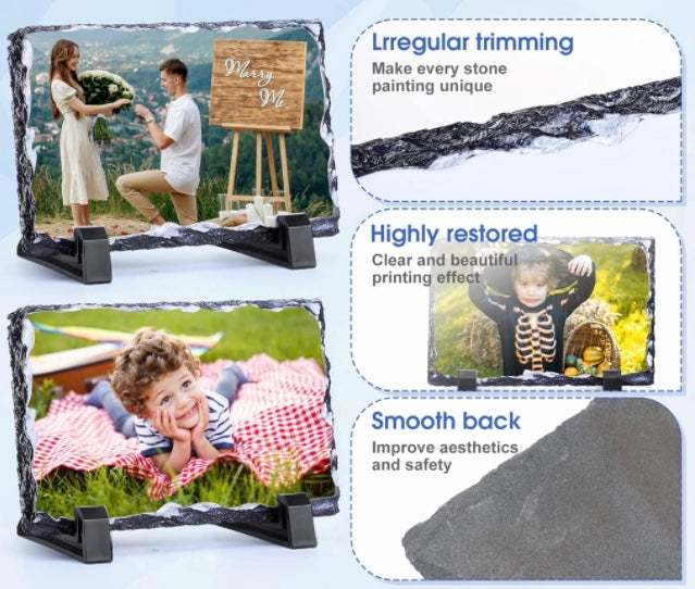 Sublimated Slate Rock Stone Rectangluar Photo Picture Frame