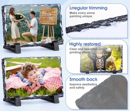 Sublimated Slate Rock Stone Rectangluar Photo Picture Frame