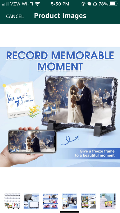 Sublimated Slate Rock Stone Rectangluar Photo Picture Frame